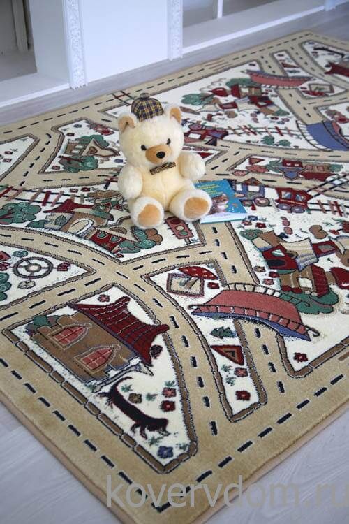 Детский ковер Веселые дорожки бежевый